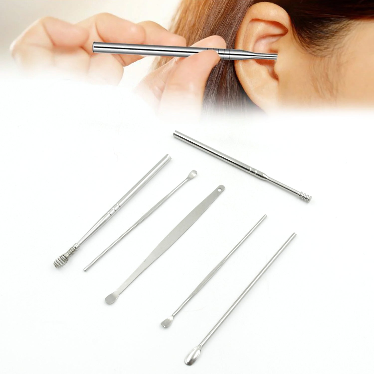 1394 6pcs Ear Wax Removal Kit With Keychain Holder  Ear Cleansing Tool Set  Ear Curette Ear Wax Remover Tool For Outdoor Camping Travel Picnic (6 Pc) 1394 6pcs Ear Wax Removal Kit With Keychain Holder  Ear Cleansing Tool Set  Ear Curette Ear Wax Remover Tool For Outdoor Camping Travel Picnic (6 Pc)